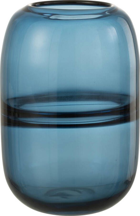 J-Line Vaas Rond Glas Blauw Medium Bloemenvaas 20.00 cm hoog
