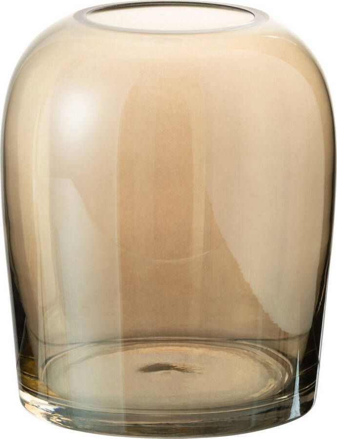 J-Line Vaas Bol Met Hals Glas Amber Small Bloemenvaas 19.00 cm hoog
