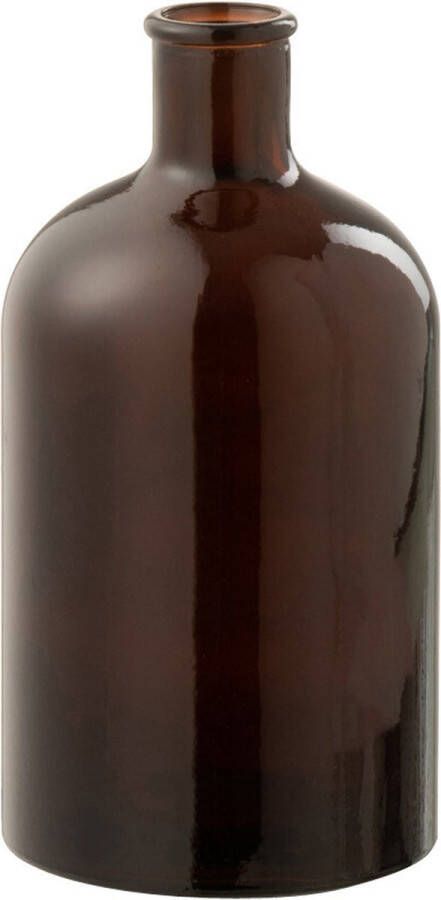 J-Line Vaas Fles Glas Bruin Large Bloemenvaas 22.00 cm hoog
