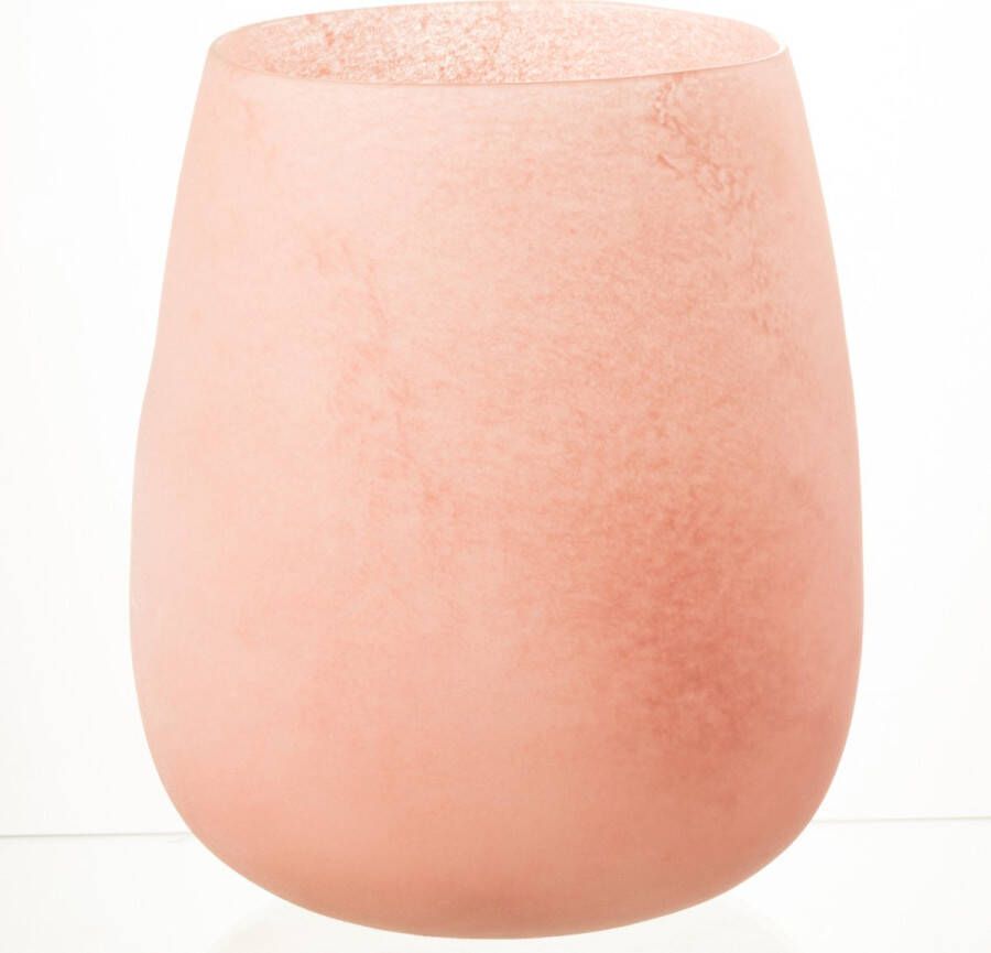 J-Line Vaas Frosted Glas Roze Bloemenvaas 27.00 cm hoog