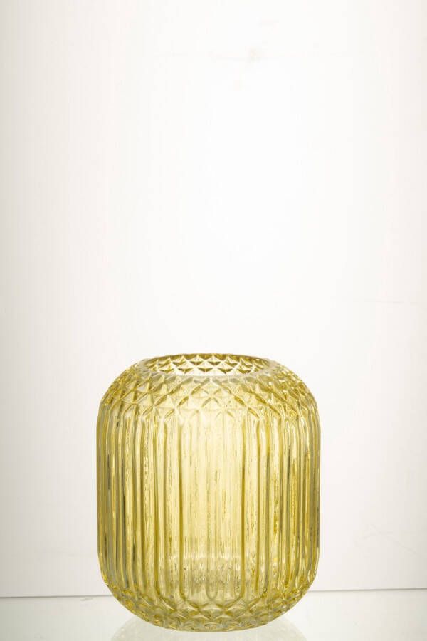 J-Line Vaas glas geel 15x15x (h)16.5 cm