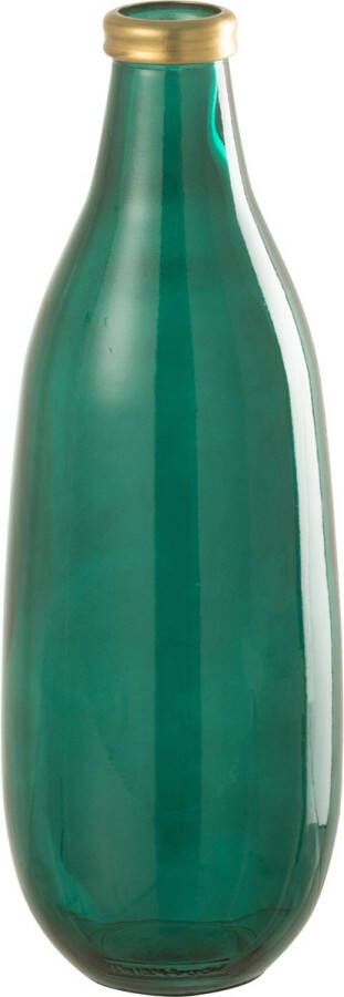 J-Line Vaas Goud Boord Glas Groen Medium Bloemenvaas 40 cm hoog