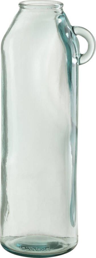 J-Line Vaas Handvat Cilinder Gerecycleerd Glas Large Bloemenvaas 45.00 cm hoog