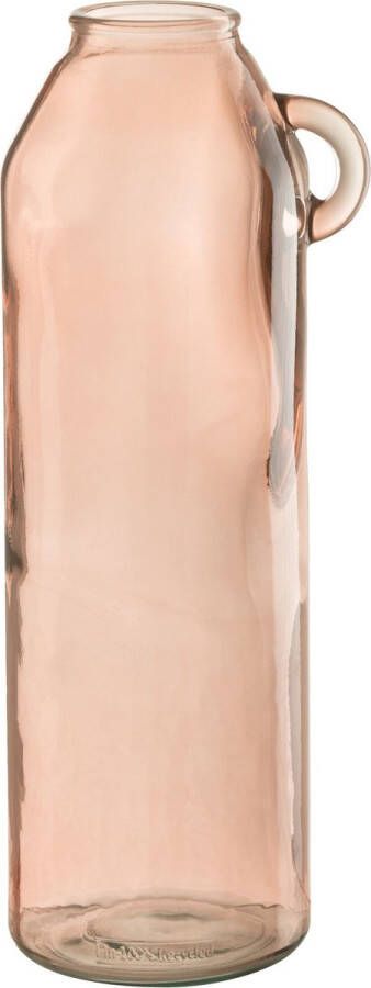 J-Line Vaas Handvat Cilinder Glas Licht Roze Large Bloemenvaas 45 cm hoog
