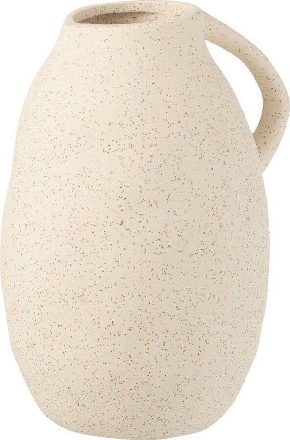J-Line Vaas Kruik Keramiek Beige Medium Bloemenvaas 25.00 cm hoog