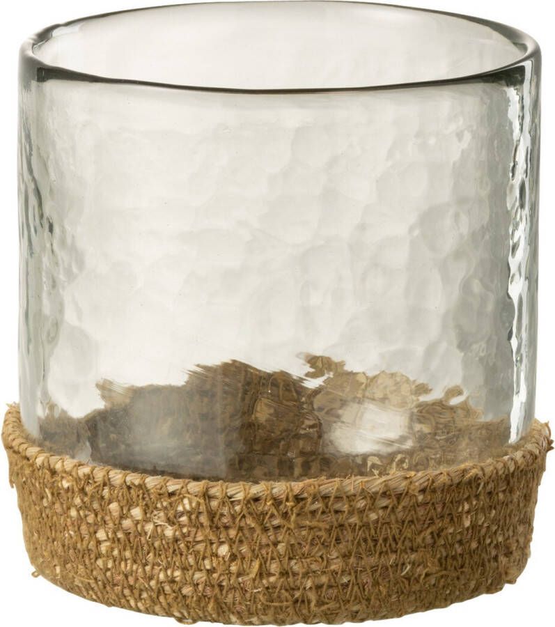 J-Line Vaas Mand Glas Jute Transparant Small Bloemenvaas 12.00 cm hoog