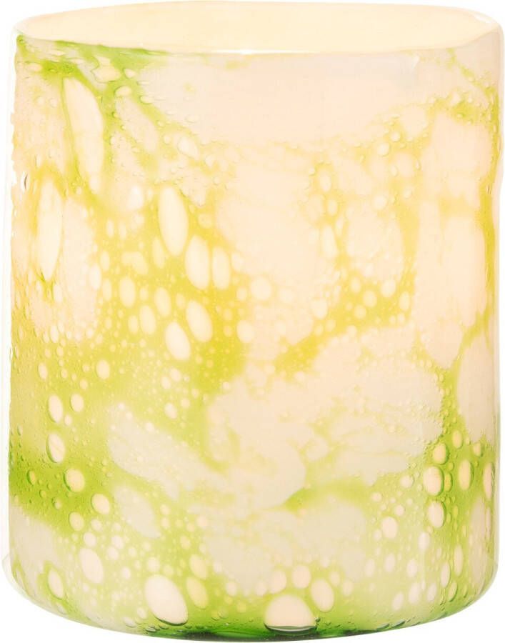 J-Line Vaas Marmer Glas Groen Wit Medium Bloemenvaas 18.00 cm hoog