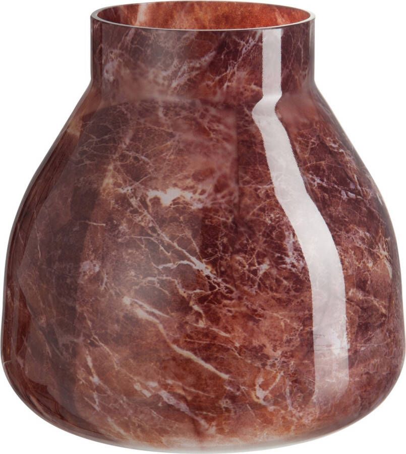 J-Line Vaas Marmerlook Glas Bruin 20X20X19Cm