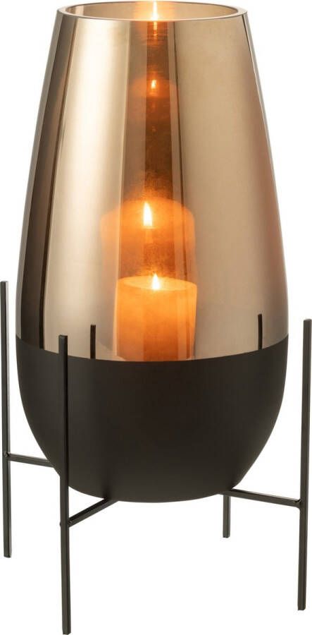J-Line Vaas Milan Glas Goud Zwart Bloemenvaas 47.50 cm hoog