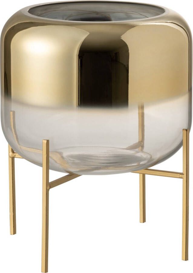J-Line Vaas Oceanne Glas Goud Transparant Small Bloemenvaas 23.00 cm hoog