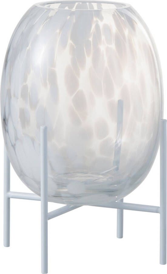 J-Line Vaas Op Voet Stip Glas Transparant Wit Small Bloemenvaas 23.00 cm hoog