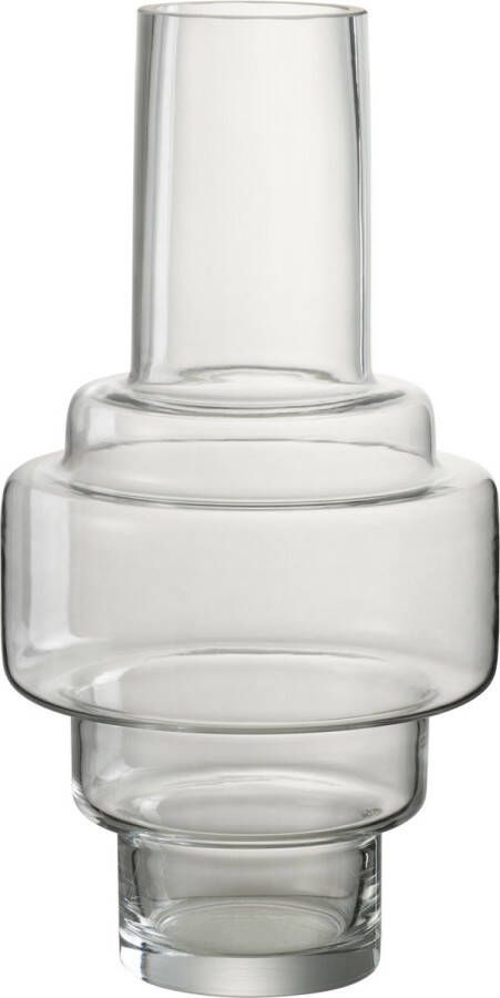 J-Line Vaas Cylinder Ring Hoog Glas Transparant Large Bloemenvaas 35.50 cm hoog