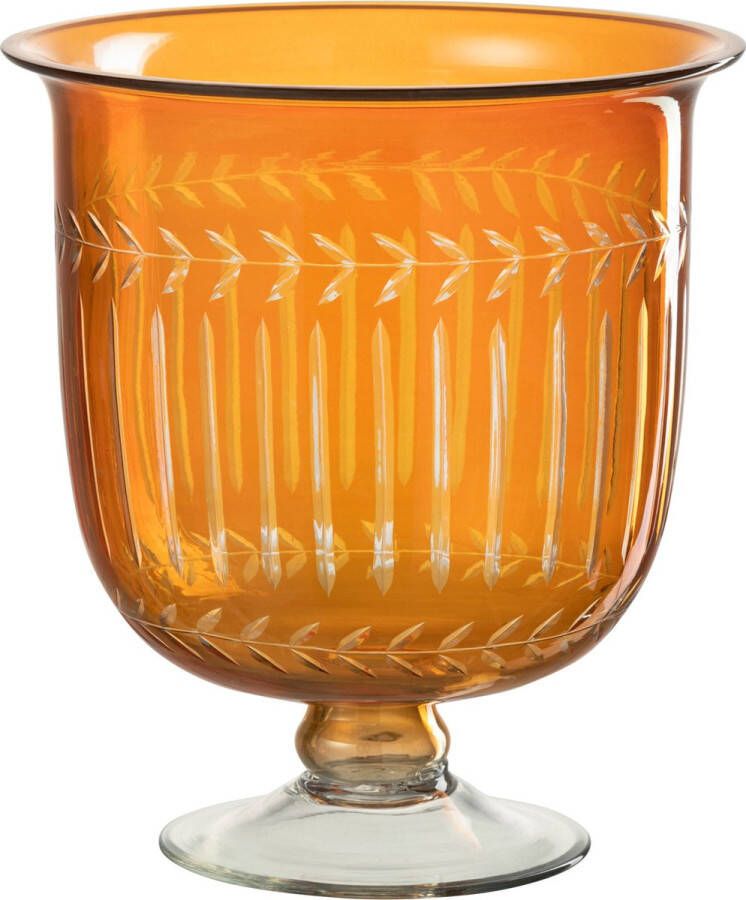 J-Line Vaas Romeins Hals Glas Oranje Bloemenvaas 24.50 cm hoog