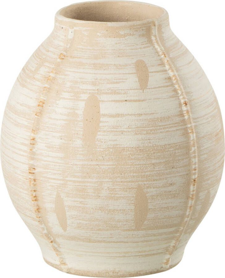 J-Line Vaas Enya Fles Keramiek Beige Small Bloemenvaas 20.00 cm hoog