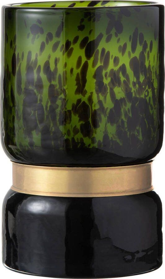 J-Line Vaas Spikkel Glas Groen Zwart Goud Large