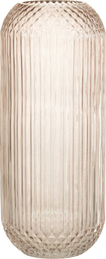 J-Line Vaas Yuan Glas Beige Large Bloemenvaas 36 cm hoog