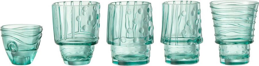 J-Line Vis bekers drinkglas transparant & azuur 5 stuks woonaccessoires