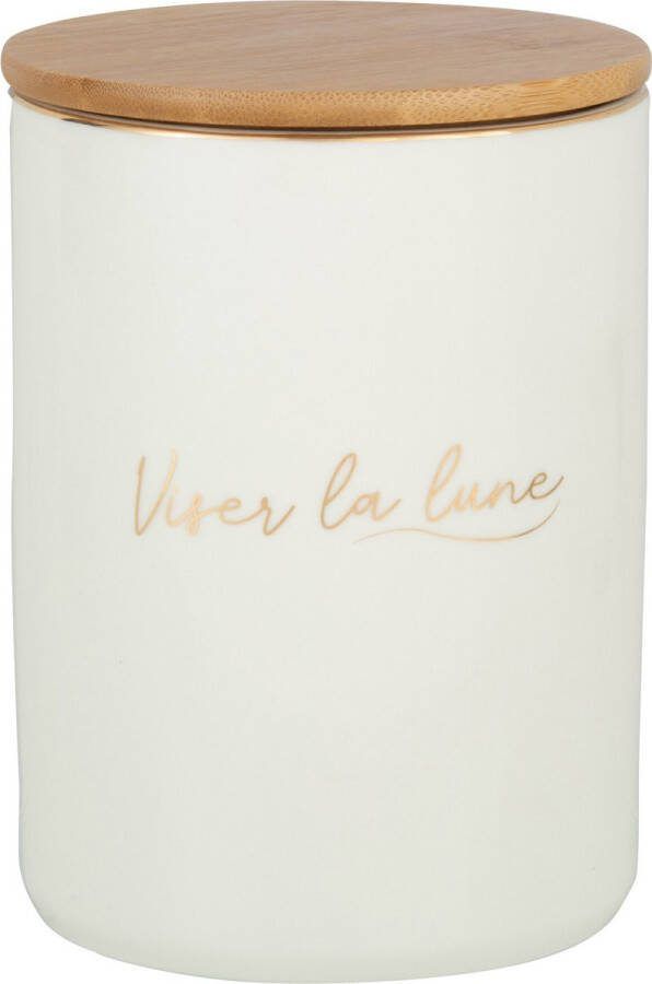 J-Line Viser La Lune voorraadpot porselein wit & goud woonaccessoires