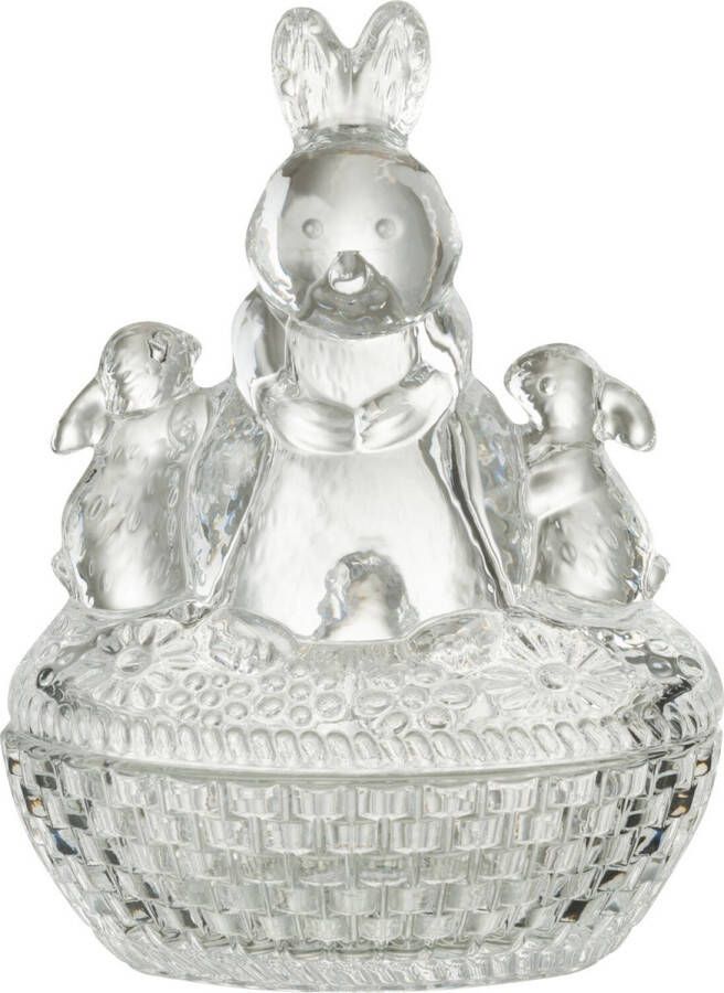 J-Line Pot Familie Konijnen Glas Transparant Paasdecoratie