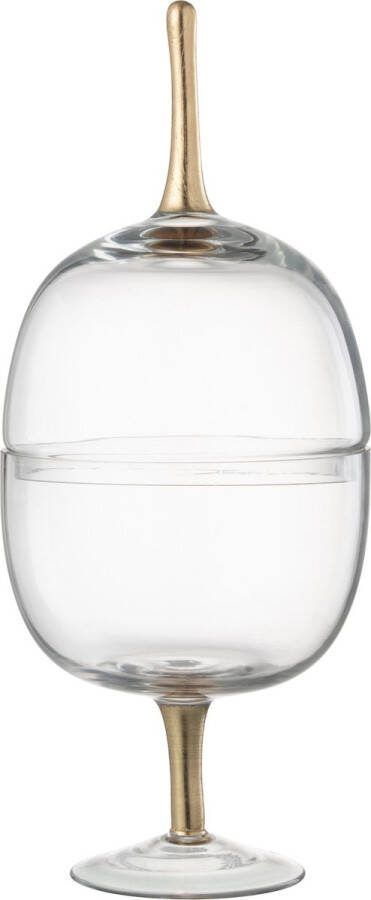 J-Line voorraadpot op voet glas transparant goud large