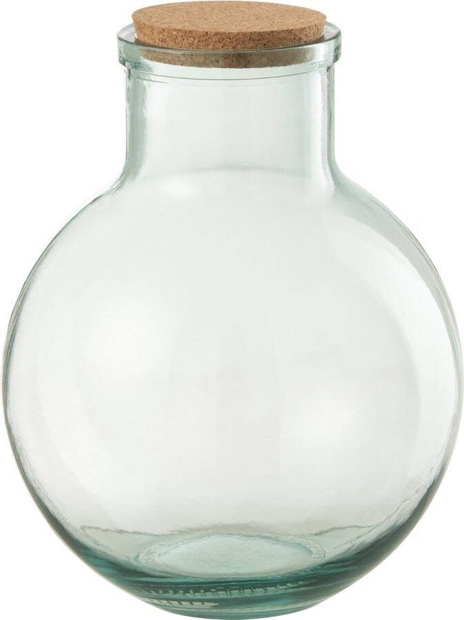 J-Line voorraadpot Rond Kurk gerecycleerd glas transparant large