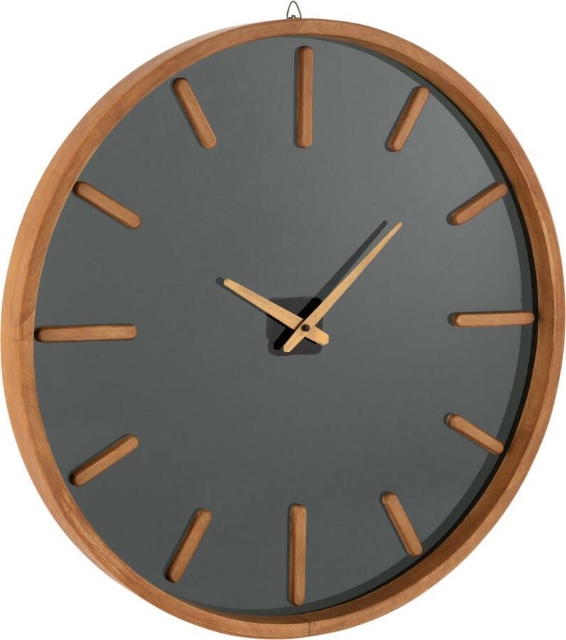 J-Line Rond klok hout & glas bruin & zwart medium Ø 60 cm woonaccessoires