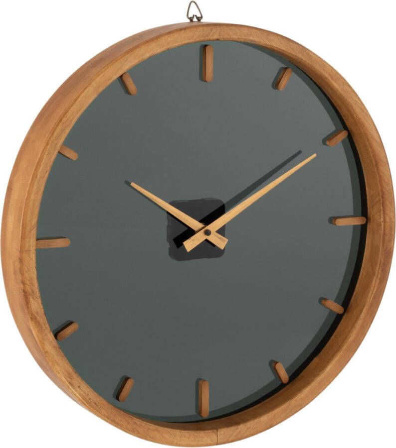 J-Line Rond klok hout & glas bruin & zwart Ø 40 cm woonaccessoires