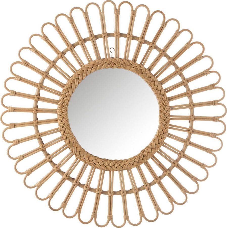 J-Line spiegel Vlecht rotan naturel Ø 60 cm