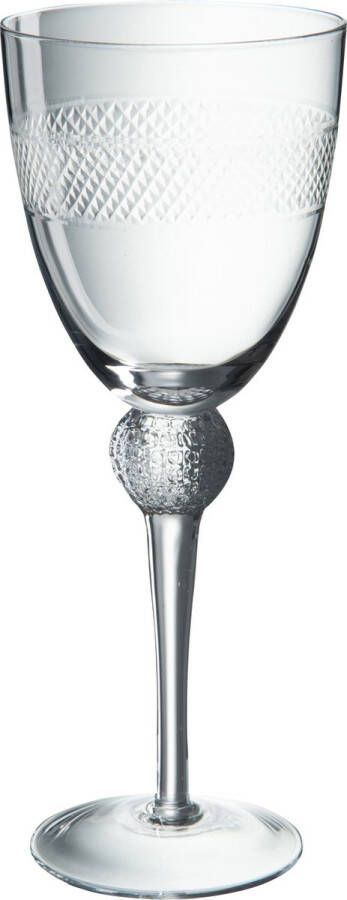 J-Line Wijnglas Ets Glas Transparant 9X23cm 4 stuks