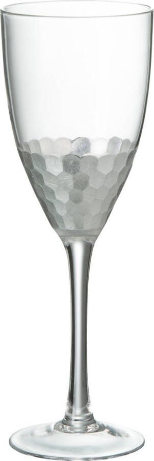 J-Line wijnglas rode wijn glas transparant & zilver woonaccessoires
