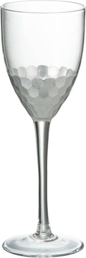 J-Line wijnglas witte wijn glas transparant & zilver woonaccessoires