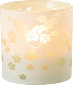 J-Line Windlicht Bloemen Glas Groen Large Paasdecoratie