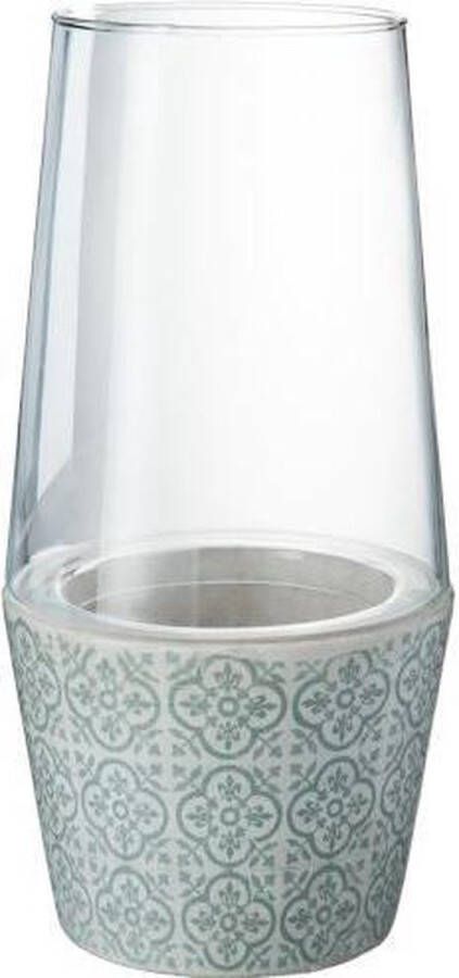J-Line Windlicht cement met oosters motief + Glas Munt
