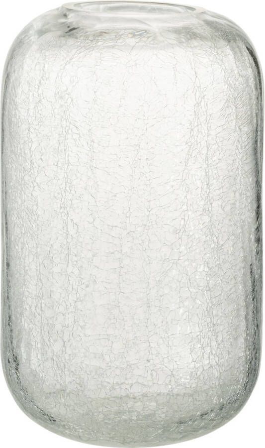 J-Line Windlicht Craquele Glas Transparant Extralarge Kaarsenhouder 16.50 x 16.50 x 28.00 cm 1 stuks