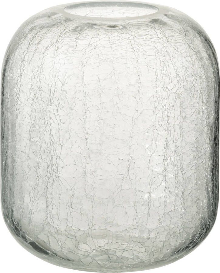 J-Line Windlicht Craquele Glas Transparant Medium Kaarsenhouder 17.00 x 17.00 x 20.00 cm 1 stuks
