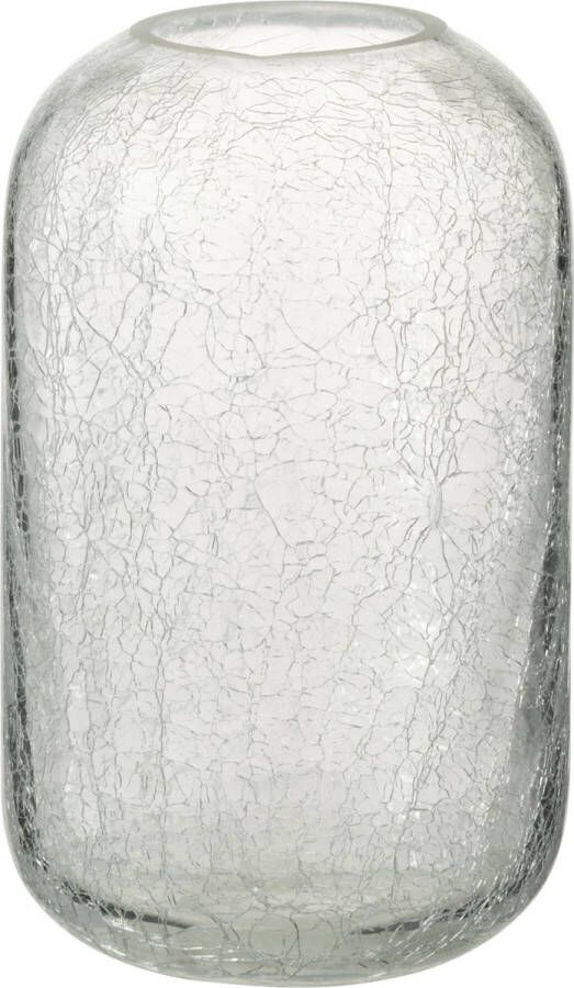 J-Line Windlicht Craquele Glas Transparant Small Kaarsenhouder 12.00 x 12.00 x 20.00 cm 1 stuks