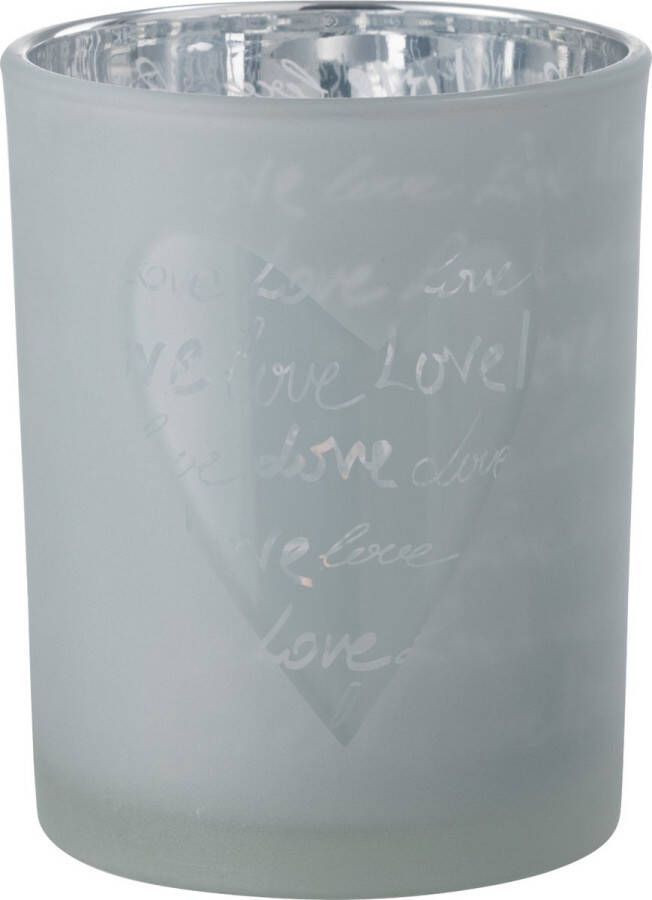 J-Line Windlicht Love Glas Wit Medium Moederdag Cadeau Voor Mama