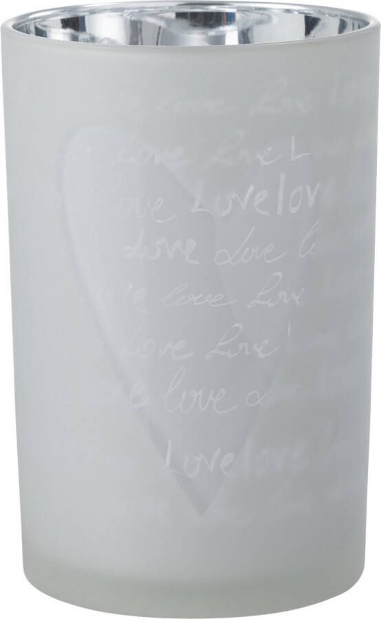 J-Line Windlicht Love Glas Wit Large Moederdag Cadeau Voor Mama