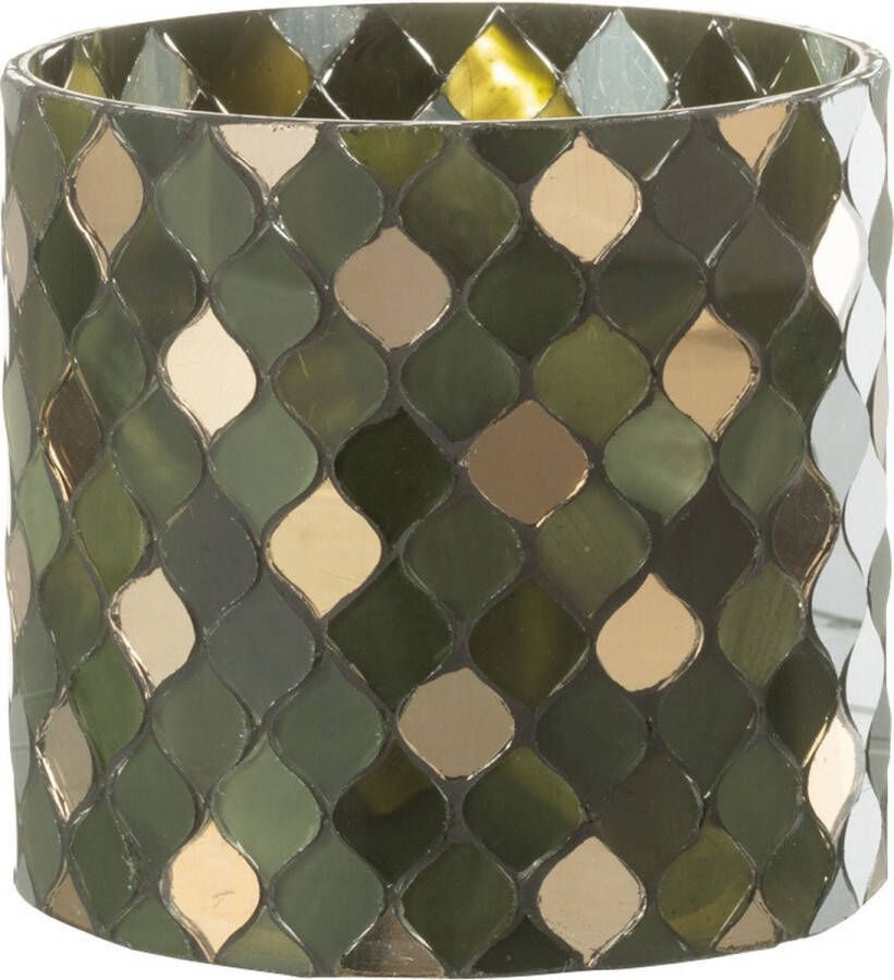 J-Line Windlicht Mozaiek Cilinder Groen Medium