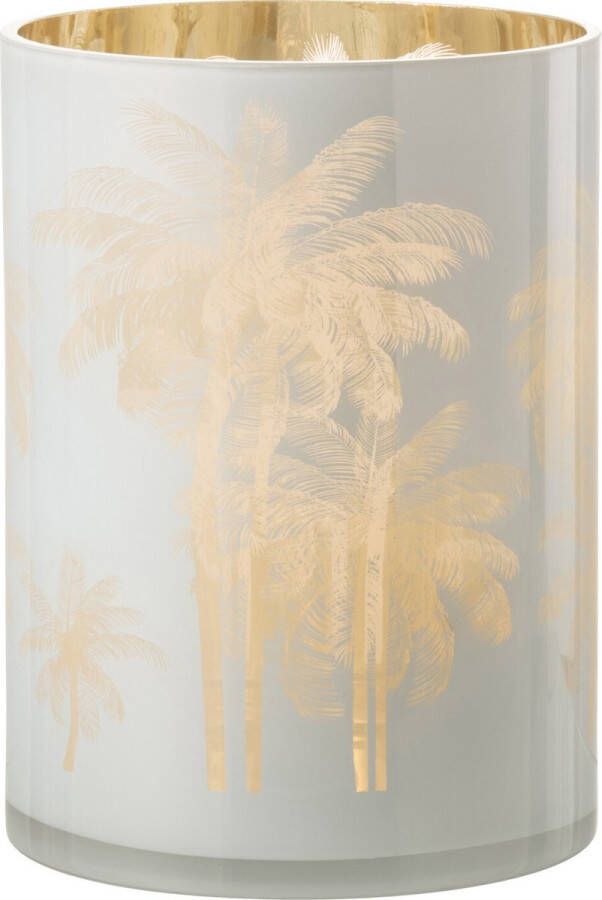 J-Line Windlicht Palmbomen Glas Blauw|Goud Extra Large