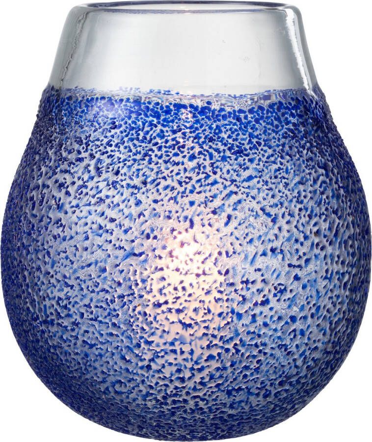 J-Line Windlicht | glas | blauw | 21x21x(h)25 cm