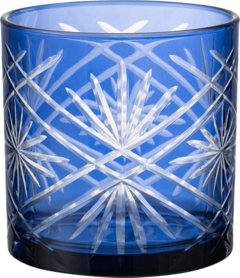 J-Line Windlicht | glas | blauw | 15x15x(h)15 cm