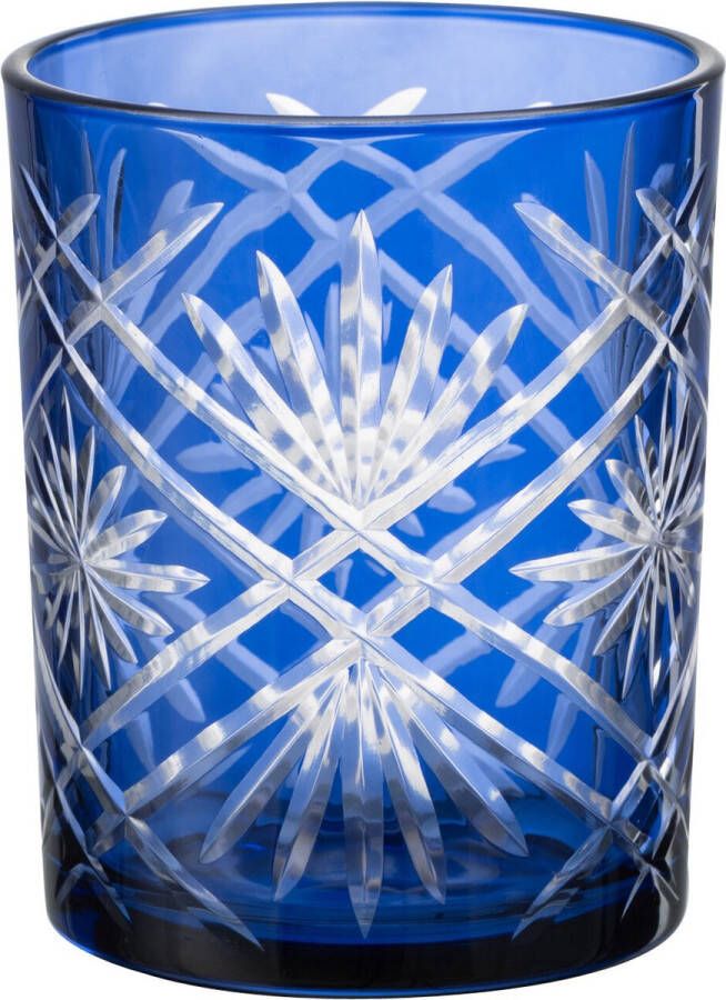J-Line Windlicht | glas | blauw | 10x10x(h)12.5 cm