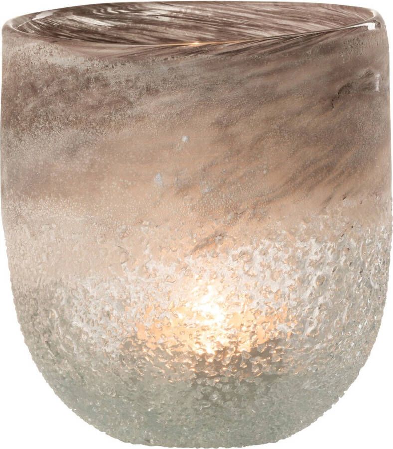 J-Line Windlicht | glas | grijs | 12.5x12.5x(h)15 cm
