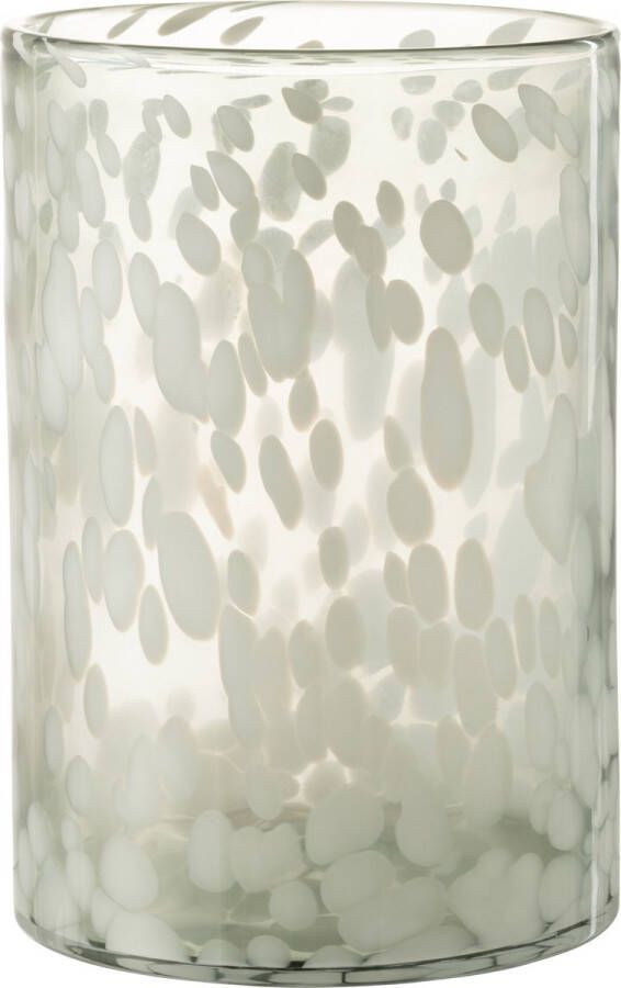 J-Line Windlicht Spikkel Glas Grijs|Wit Large