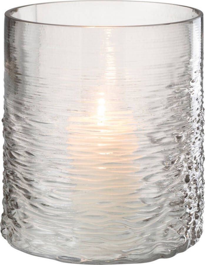 J-Line Windlicht Zee Glas Grijs Small Kaarsenhouder 19.50 x 19.50 x 22.50 cm 1 stuks