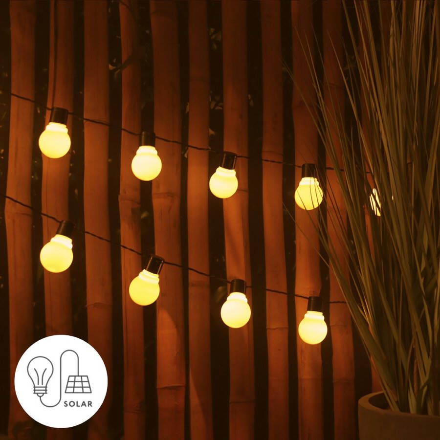 J-Pro Lemon 50 Lichtsnoer Buiten op Zonne-Energie Solar Tuinverlichting Buiten Lichtslinger 50 LEDs Tuinverlichting Zonne-Energie 7 5+2m