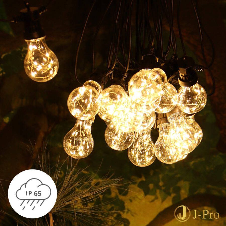 J-Pro Magnum 20 Warm Lichtsnoer Buiten op Netstroom Tuinverlichting LED Buiten Lichtslinger 20 LEDs Tuinverlichting Met Stekker -20+1 5m