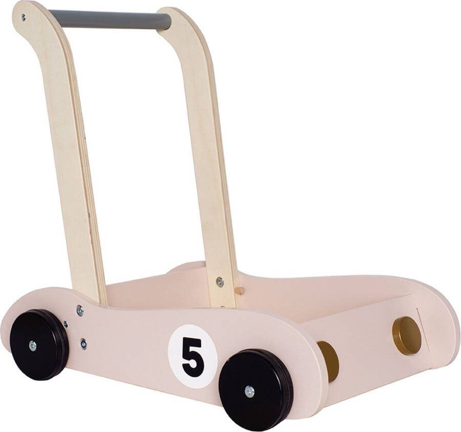 Jabadabado Houten loopwagen roze inclusief bunny knuffel