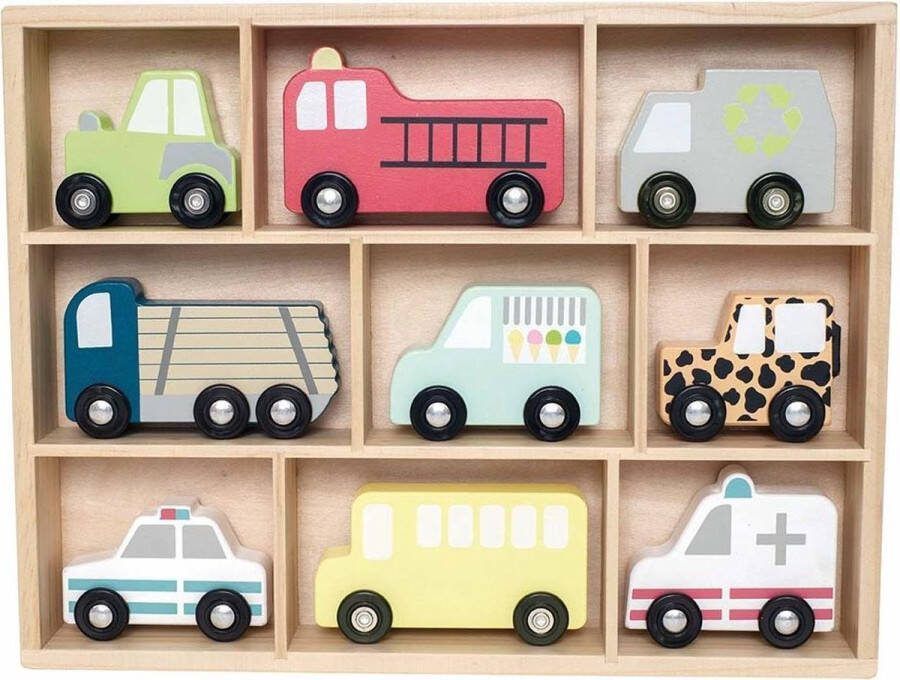 Jabadabado speelgoed auto's Multi colour Houten speelgoed Houten speelgoed auto's